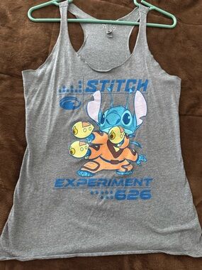 Next Level Apparel Gray Racerback Tank with Small Disney Logo